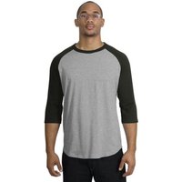 Upscale Sport Tek Big Sizes 3/4 Sleeve Raglan Shirt Heather Grey Black