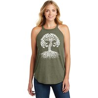 White Celtic Tree Ladies Yoga Tri Blend Rocker Tank Top