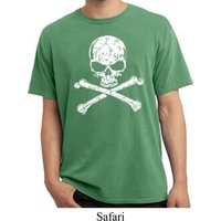 White Distressed Skull Pigment Dyed Shirt