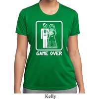 White Game Over Ladies Moisture Wicking Shirt