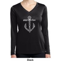 Wild and Free Anchor Ladies Moisture Wicking Long Sleeve Shirt