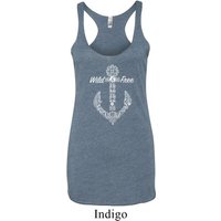Wild and Free Anchor Ladies Tri Blend Racerback Tank Top