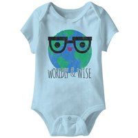 Worldly & Wise Funny Baby Romper Light Blue Infant Babies Creeper