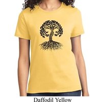Yoga Black Celtic Tree Ladies Shirt