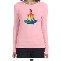 Yoga Chakra Lotus Pose Ladies Long Sleeve Shirt