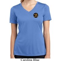 Yoga Gold AUM Patch Pocket Print Ladies Moisture Wicking V-neck Shirt