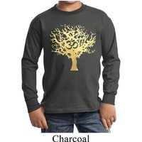 Yoga Gold Foil Tree of Life Kids Long Sleeve Shirt