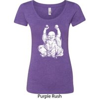 Yoga Laughing Buddha Ladies Scoop Neck Shirt