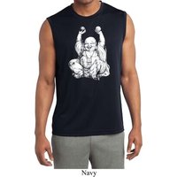Yoga Laughing Buddha Mens Sleeveless Moisture Wicking Shirt