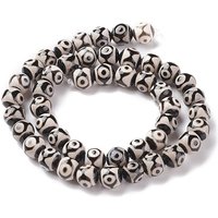 Fili di perle di agata dzi naturale tibetana a 3 occhio, tondo, tinti e riscaldato, nero, 8mm, Foro: 1.2 mm, circa 47pcs/filo, 15 pollice