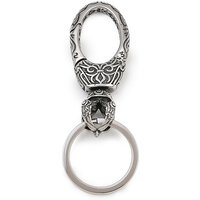 316 Surgical Stainless Steel Keychains, Flower, Antique Silver, 83mm