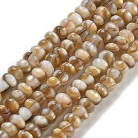 Natural Freshwater Shell Beads Strands, Rondelle, Camel, 5x3.5-4mm, Hole: 0.6mm, about 116pcs/strand, 15.55''(39.5cm)