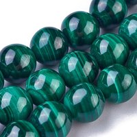 Chapelets de perles en malachite naturelle, ronde, 8mm, Trou: 0.7mm, Environ 52-53 pcs/chapelet, 15.5 pouce (39.5 cm)