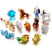 Colgantes artesanales de lampwork, zodiaco chino, color mezclado, 15-29x14-41x8-17mm