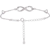 1Pc 925 Sterling Silver Micro Pave Cubic Zirconia Link Bracelets, Infinity & Heart Link Bracelets for Women, Platinum, 6-1/2 inch(16.4cm)