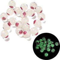 Handmade Lampwork Beads, Luminous Beads, Round with Heart, Glow in the Dark, White, 10mm, Hole: 1.8mm