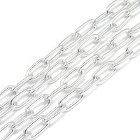 Büroklammerketten aus Aluminium, gezogene längliche Kabelketten, ungeschweißte, Oval, Silber, 15.5x7.5x2 mm
