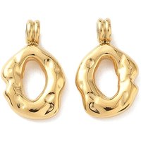 304 Stainless Steel Pendants, Oval, Real 18K Gold Plated, 15.5x9.5x4mm, Hole: 2.5mm