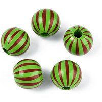 Christmas Spray Painted Schima Wood Beads, Round with Snowflake Pattern, Printed Beads, Lawn Green, 15.5-16x15mm, Hole: 4-5mm