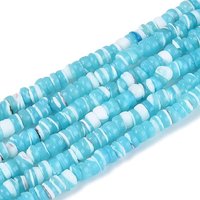 Natural Trochid Shell/Trochus Shell Beads Strands, Dyed, Flat Round, Sky Blue, 2.5-3.5x0.2-3mm, Hole: 0.5-0.6mm, about 270-290pcs/strand, 14.96-15.35 inch(38-39cm)