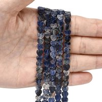 Natural Sodalite Beads Strands, Heart, 6x6x2mm, Hole: 0.7mm, about 65-72pcs/strand, 13.39''(34cm)-15.35''(39cm)