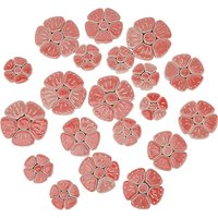 Cabochons en porcelaine faits à la main de 500 g, fleur, cerise, 40.5-66x41.5-66.5x6.5mm