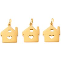Ciondoli in acciaio inox 304, con anelli di salto, casa con ciondoli a forma di cuore, oro, 18x15mm