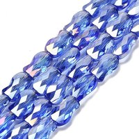 Electroplate Glass Beads Strands, Fish, AB Color, Faceted, Cornflower Blue, 10x6x4mm, Hole: 1.2mm, about 70pcs/strand, 27.56''(70cm)