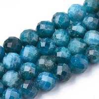 Natural Apatite Beads Strands, Faceted, Round, 5.5-6x6mm, Hole: 1mm, about 29-32pcs/strand, 7.48 inch
