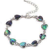 Buntes Abalone-Muschelarmband und herzförmiges Liebesarmband, blaugrün