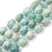 Fili di perline amazonite naturale, con perline semi, sfaccettato, poligono, 4.5-15x8.5-11.5x8-10mm, Foro: 1.5 mm, circa 24-25pcs/filo, 15.16-15.55 pollice (38.5-39.5 cm)