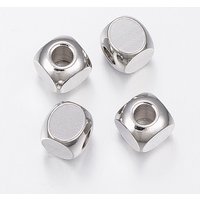 Tarnish Resistant 304 Stainless Steel Beads, Cube, Stainless Steel Color, 6x6x6mm, Hole: 3mm