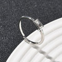 Rectangle Brass with Glass Cuff Rings for Women, Long-Lasting Plated, Rack Plating, Lead Free and Cadmium Free, Platinum, Clear, 1.5mm, Inner Diameter: 15.3mm