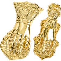 2Pcs 2 Styles Alloy Hand Shaped Bookmark Clip, with 1Pc Velvet Pouches, Golden, 87x39x29mm, Hole: 6mm