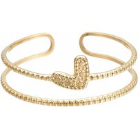 304 Stainless Steel Heart Wrap Open Cuff Ring, Chunky Hollow Ring for Women, Golden, US Size 8(18.1mm)