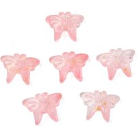 Glass Beads, Butterfly, with Gold Powder, Pink, 13x17.5x3mm, Hole: 1.4mm, about 1063pcs/1000g