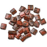 2-Hole Opaque Glass Seed Beads, Antique Style, Square, Dark Salmon, 5x5x2mm, Hole: 0.8mm