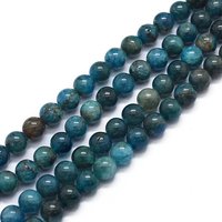 Chapelets de perles en apatite naturelle, ronde, 8mm, Trou: 0.8mm, Environ 50 pcs/chapelet, 15.7 pouce (40 cm)