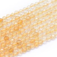 Natural Citrine Beads Strands, Faceted, Round, 3-3.5mm, Hole: 0.6mm, about 110pcs/strand, 15.35 inch(39cm)