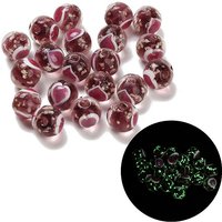 Handmade Lampwork Beads, Luminous Beads, Round with Heart, Glow in the Dark, Rosy Brown, 10mm, Hole: 1.8mm