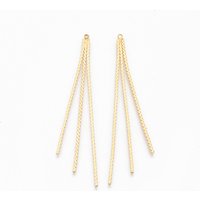 Gros pampilles chaîne en laiton, sans nickel, véritable 18k plaqué or, 62x3mm, Trou: 1.2mm