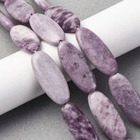Natural Lepidolite/Purple Mica Stone Beads Strands, Flat Oval, 30x12.5x5.5mm, Hole: 1.2mm, about 13pcs/strand, 15.20''(38.6cm)
