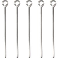 Tarnish Resistant 304 Stainless Steel Eye Pin, 30mm, Pin: 0.6mm, Hole: 2mm, 5000pcs/bag