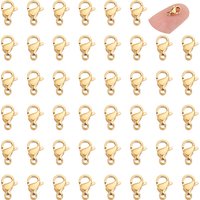 Fermoirs mousquetons en acier inoxydable 304 plaqués sous vide PVD, or, 9x6x3mm, Trou: 1.2mm, 50 pcs / boîte