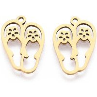 201 Stainless Steel Pendants, Slipper, Laser Cut, Ion Plating(IP), Real 18K Gold Plated, 17.5x12x1mm, Hole: 1.4mm