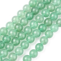 Chapelets de perles en aventurine vert naturel, teints et chauffée, ronde, vert clair, 8mm, Trou: 1mm