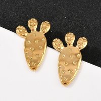 304 Stainless Steel Carrot Stud Earrings, Ion Plating(IP), Real 18K Gold Plated, 33x20.5mm