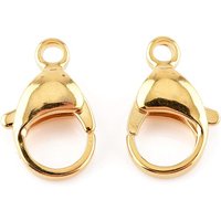 304 Stainless Steel Lobster Claw Clasps, Parrot Trigger Clasps, Real 24K Gold Plated, 16x10.5x4.7mm, Hole: 2.2mm