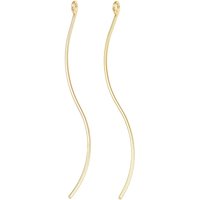 Brass Earring Findings, with Loop, Long-Lasting Plated, Nickel Free, Wavy Line, Real 18K Gold Plated, 53.5x4x1mm, Hole: 1.8mm