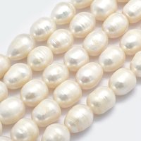 Natural Cultured Freshwater Pearl Beads Strands, Oval, Beige, 11-17x9-10mm, Hole: 0.8mm, about 31pcs/strand, 14.17 inch